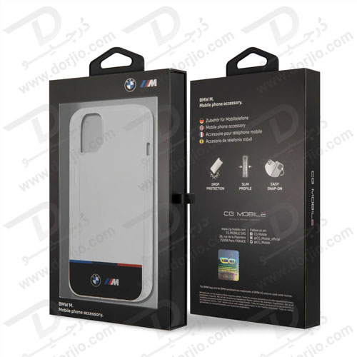 گارد محافظ iPhone 13 طرح BMW مدل M Collection Horizontal Tricolor Lines & Black Stripe