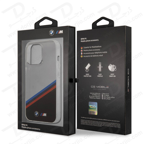 گارد محافظ iPhone 13 Pro Max طرح BMW مدل Tricolor Stripe Diagonal Black Lower Part