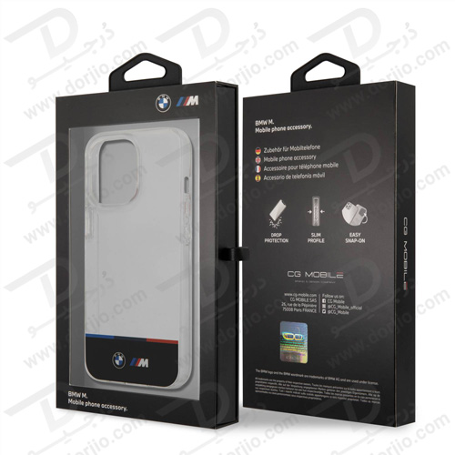 گارد محافظ iPhone 13 Pro Max طرح BMW مدل M Collection Horizontal Tricolor Lines & Black Stripe