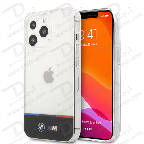 گارد محافظ iPhone 13 Pro Max طرح BMW مدل M Collection Horizontal Tricolor Lines & Black Stripe