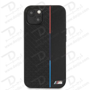 گارد چرمی PU ضد ضربه iPhone 13 طرح BMW مدل Small Triangle Pattern And Constrasted Tricolor Strip