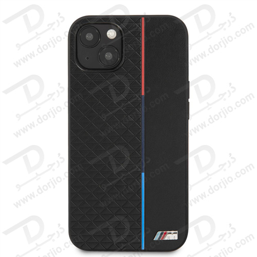 گارد چرمی PU ضد ضربه iPhone 13 طرح BMW مدل Small Triangle Pattern And Constrasted Tricolor Strip