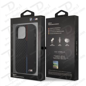 گارد چرمی PU ضد ضربه iPhone 13 Pro Max طرح BMW مدل Small Triangle Pattern And Constrasted Tricolor Strip