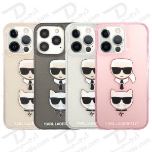 گارد ژله ای اکلیلی iPhone 13 Pro طرح Karl Lagerfeld مدل Embossed Karl And Choupette Head