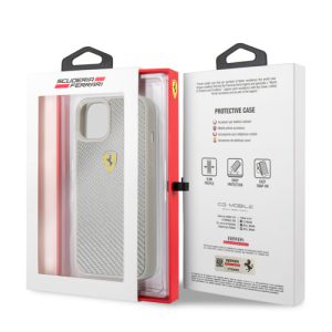 گارد کربنی iPhone 13 طرح Ferrari مدل Real Carbon Metal Logo