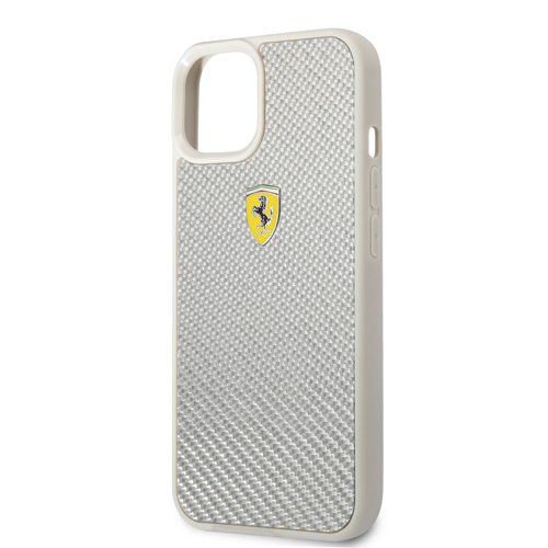 گارد کربنی iPhone 13 طرح Ferrari مدل Real Carbon Metal Logo