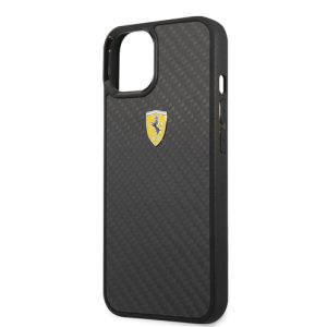 گارد کربنی iPhone 13 طرح Ferrari مدل Real Carbon Metal Logo