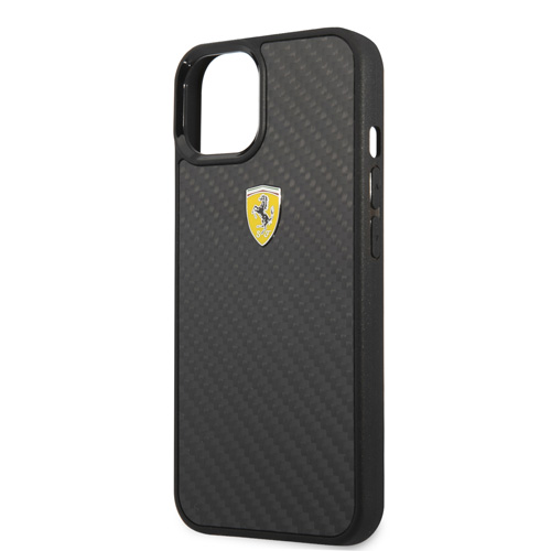 گارد کربنی iPhone 13 طرح Ferrari مدل Real Carbon Metal Logo