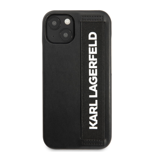 گارد PU چرمی بند دار iPhone 13 طرح Karl Lagerfeld مدل With Elastic Band Strap