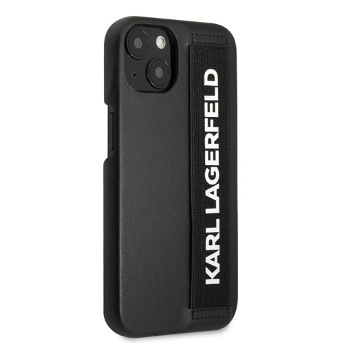 گارد PU چرمی بند دار iPhone 13 طرح Karl Lagerfeld مدل With Elastic Band Strap