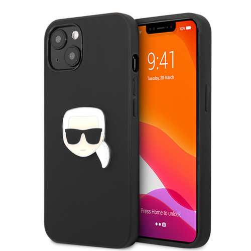 گارد PU چرمی iPhone 13 طرح Karl Lagerfeld مدل Karl Head Metal Logo