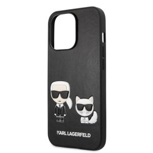 گارد PU چرمی iPhone 13 Pro طرح Karl Lagerfeld مدل Karl And Choupette Bodies Embossed