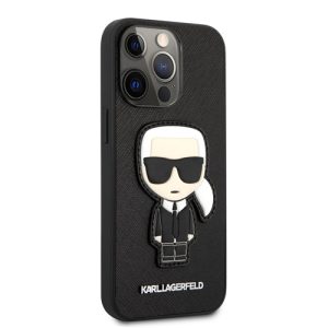 گارد PU چرمی iPhone 13 Pro Max طرح Karl Lagerfeld مدل Saffiano With Ikonik Patch And Metal Logo