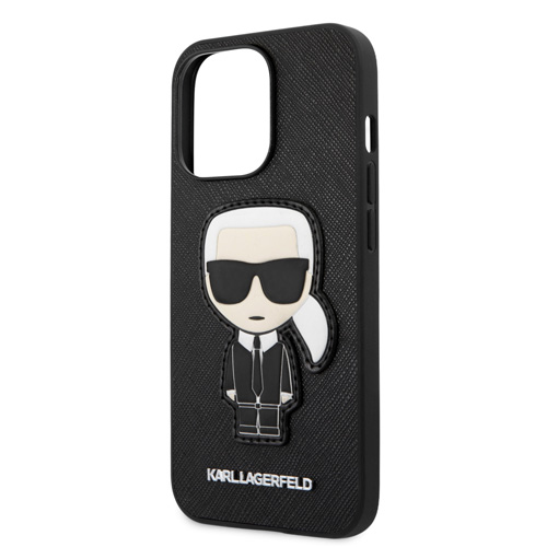 گارد PU چرمی iPhone 13 Pro Max طرح Karl Lagerfeld مدل Saffiano With Ikonik Patch And Metal Logo