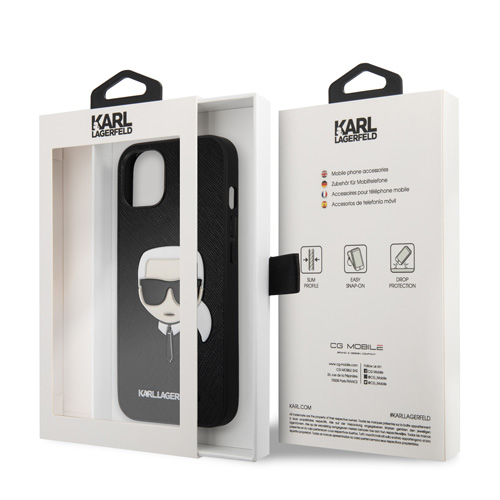 گارد PU Saffiano آیفون 13 طرح Karl Lagerfeld مدل With Embossed Karl's Head