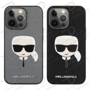 گارد PU Saffiano آیفون 13 پرو طرح Karl Lagerfeld مدل With Embossed Karl’s Head