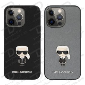 گارد PU Saffiano آیفون 13 پرو طرح Karl Lagerfeld مدل With Metal Pin Ikonik