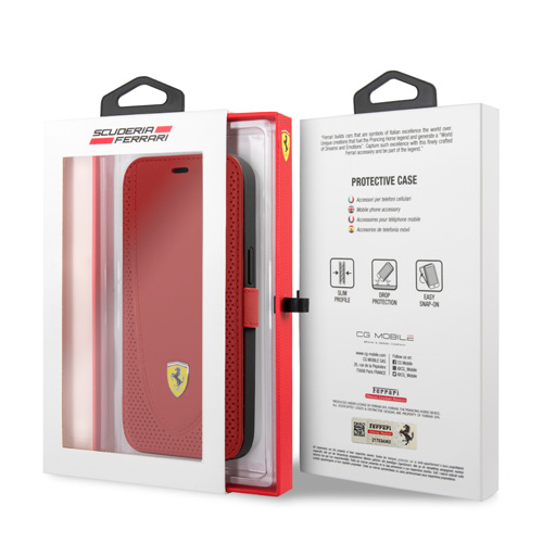 فلیپ کاور چرمی iPhone 13 Pro Max طرح Ferrari مدل Booktype Curved Line Stitched And Perforated