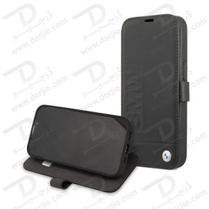 فلیپ کاور چرمی iPhone 13 مارک BMW مدل Hot Stamp And Metal Logo