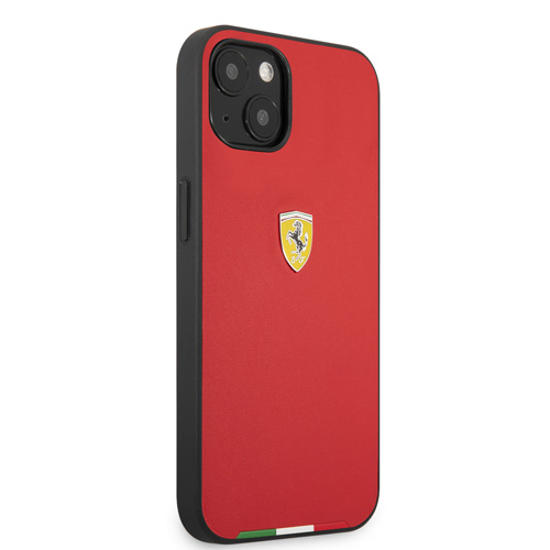 قاب PU چرمی iPhone 13 Mini طرح Ferrari مدل Italian Flag Line Metal Logo