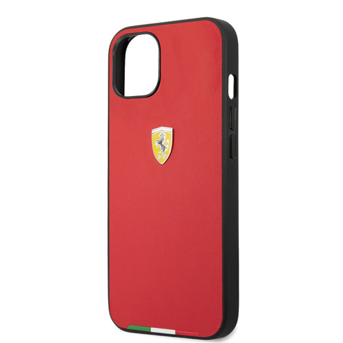 قاب PU چرمی iPhone 13 Mini طرح Ferrari مدل Italian Flag Line Metal Logo