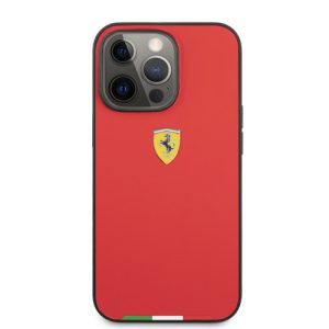 قاب PU چرمی iPhone 13 Pro Max طرح Ferrari مدل Italian Flag Line Metal Logo