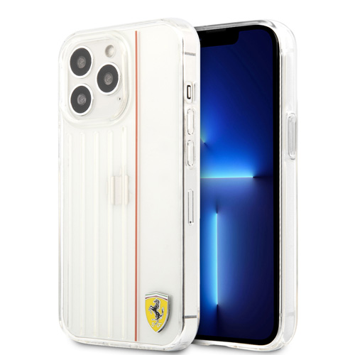 قاب محافظ شفاف iPhone 13 Pro Max طرح Ferrari مدل 3D Contrasted Red Lines