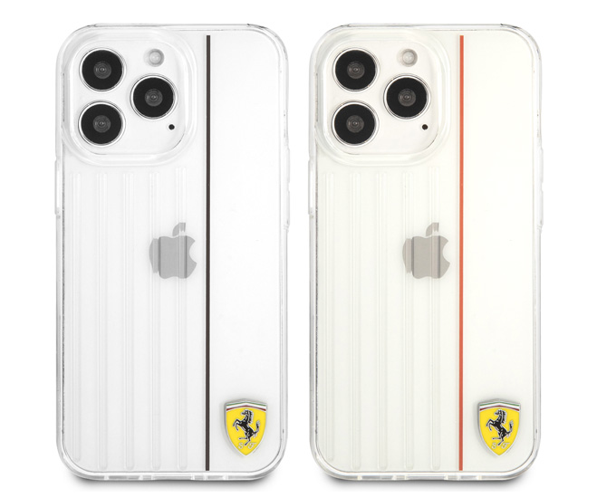 قاب محافظ شفاف iPhone 13 Pro طرح Ferrari مدل 3D Contrasted Red Lines