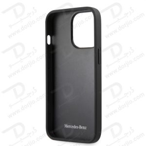 قاب چرمی iPhone 13 Pro Max طرح Mercedes Benz مدل Meshed Effect Metal Black Star Logo