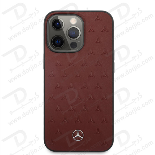 قاب چرمی iPhone 13 Pro Max طرح Mercedes Benz مدل Quilted Stars Pattern Metal Star Logo