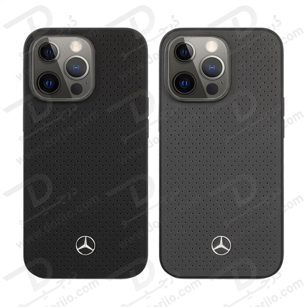 قاب چرمی iPhone 13 Pro طرح Mercedes Benz مدل Perforated Metal Star Logo