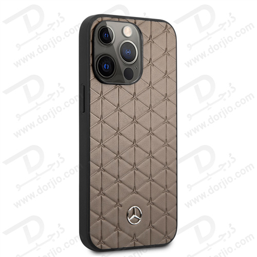 قاب چرمی iPhone 13 Pro طرح Mercedes Benz مدل Quilted Mini Stars Pattern And Embossed Lines Metal Star Logo