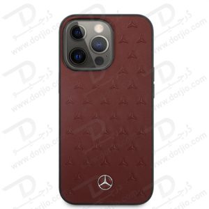 قاب چرمی iPhone 13 Pro طرح Mercedes Benz مدل Quilted Stars Pattern Metal Star Logo