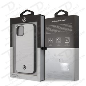 قاب چرمی iPhone 13 طرح Mercedes Benz مدل Meshed Effect Metal Black Star Logo