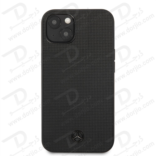 قاب چرمی iPhone 13 طرح Mercedes Benz مدل Meshed Effect Metal Black Star Logo