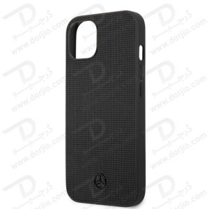 قاب چرمی iPhone 13 طرح Mercedes Benz مدل Meshed Effect Metal Black Star Logo