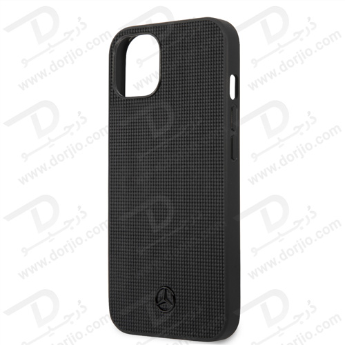 قاب چرمی iPhone 13 طرح Mercedes Benz مدل Meshed Effect Metal Black Star Logo