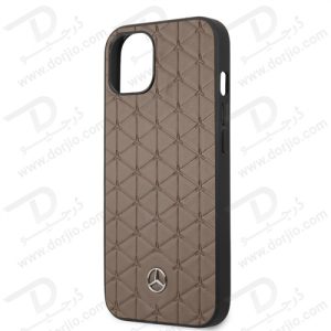 قاب چرمی iPhone 13 طرح Mercedes Benz مدل Quilted Mini Stars Pattern And Embossed Lines Metal Star Logo