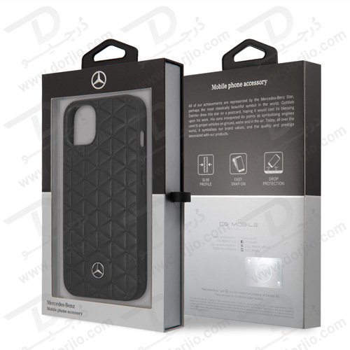 قاب چرمی iPhone 13 طرح Mercedes Benz مدل Quilted Mini Stars Pattern And Embossed Lines Metal Star Logo قاب چرمی iPhone 13 طرح Mercedes Benz مدل Quilted Mini Stars Pattern And Embossed Lines Metal Star Logo