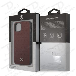 قاب چرمی iPhone 13 طرح Mercedes Benz مدل Quilted Stars Pattern Metal Star Logo