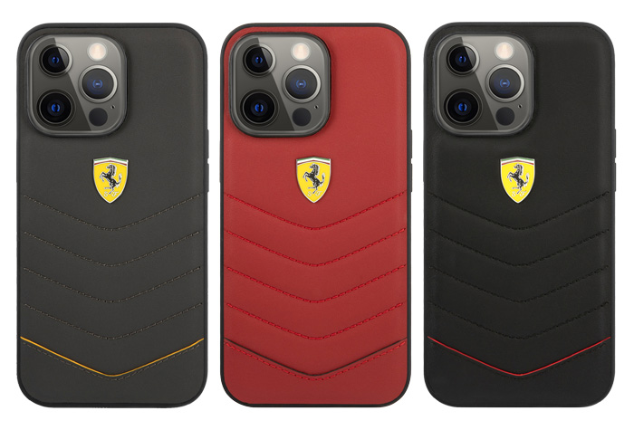 قاب چرمی ضد ضربه iPhone 13 Pro Max طرح Ferrari مدل Quilted Edge