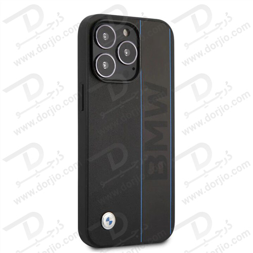 قاب چرمی ضد ضربه iPhone 13 Pro مارک BMW مدل Debossed Wordmark Blue Outlines