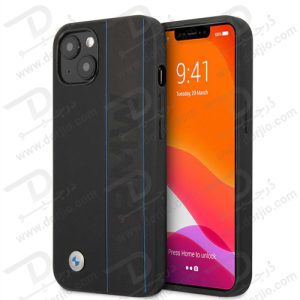 قاب چرمی ضد ضربه iPhone 13 مارک BMW مدل Debossed Wordmark Blue Outlines