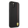 قاب چرمی طرح کربن iPhone 13 طرح Ferrari مدل PU Smooth And Carbon Effect Vertical Stripe Metal Logo