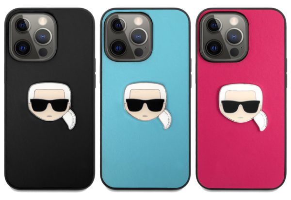گارد PU چرمی iPhone 13 Pro Max طرح Karl Lagerfeld مدل Karl Head Metal Logo