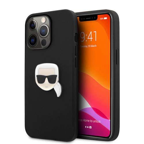 گارد PU چرمی iPhone 13 Pro Max طرح Karl Lagerfeld مدل Karl Head Metal Logo