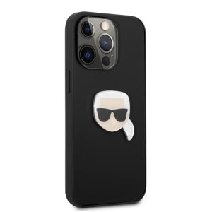 گارد PU چرمی iPhone 13 Pro Max طرح Karl Lagerfeld مدل Karl Head Metal Logo