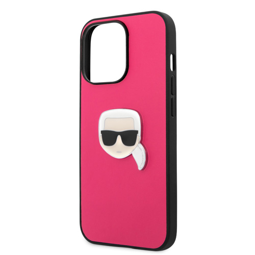 گارد PU چرمی iPhone 13 Pro Max طرح Karl Lagerfeld مدل Karl Head Metal Logo