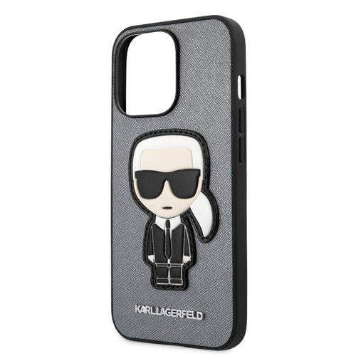 گارد PU چرمی iPhone 13 Pro Max طرح Karl Lagerfeld مدل Saffiano With Ikonik Patch And Metal Logo