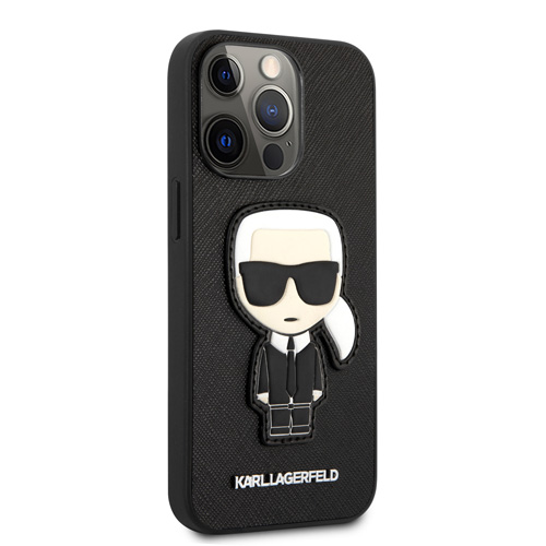 گارد PU چرمی iPhone 13 Pro Max طرح Karl Lagerfeld مدل Saffiano With Ikonik Patch And Metal Logo